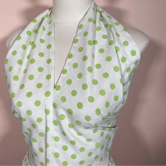 Vintage 60 70 Mod MCM Polka Dot Coquette Girl Cropped Top Maxi Skirt Set Dress - Picture 9 of 17